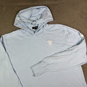 Macade Hoodie Mens XL Light Blue Hooded Sweater Tech Knit Cashmere Cotton Golf